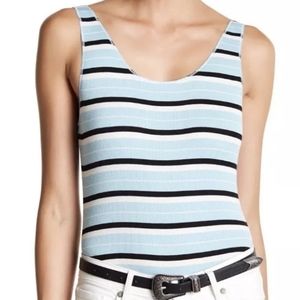 Intimately Free People striped scoop neck ribbed tank bodysuit Sz L